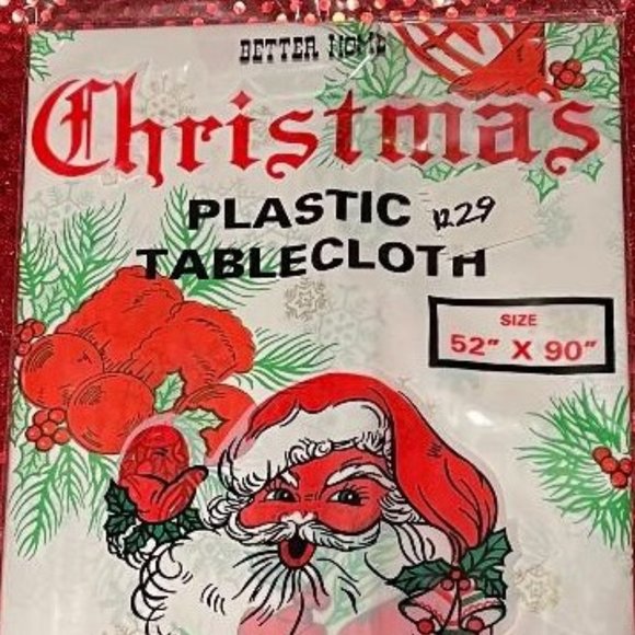 BETTER HOME CHRISTMAS 52" X 90" TABLECLOTH ~ WIPES CLEAN WATERPROOF PLASTIC - Picture 4 of 5